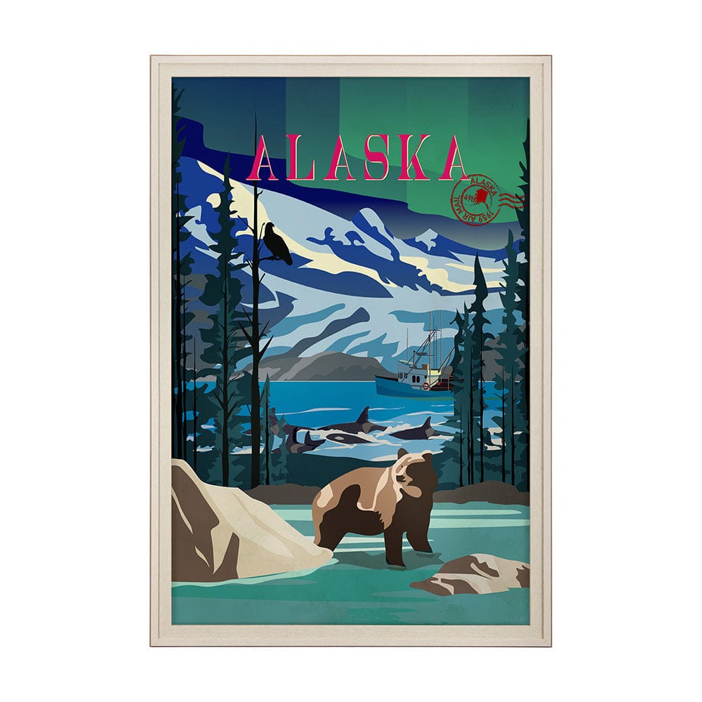 Mercana - Alaska Go USA XL by Mercana Studio a Hand Embellished Decograph Framed Art Print under Glass - 15650 view 1