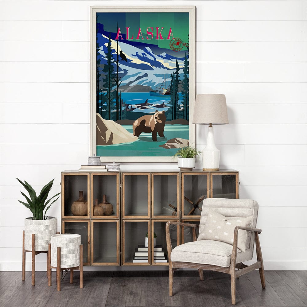 Mercana - Alaska Go USA XL by Mercana Studio a Hand Embellished Decograph Framed Art Print under Glass - 15650 view 5