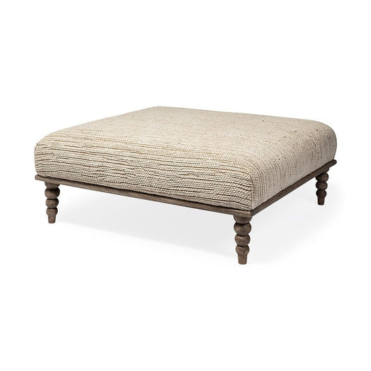 Mercana - Alder I 42L x 42W Upholstered Cream Seat With Brown Wooden Base Accent Bench - 68743_CLOSEOUT view 1