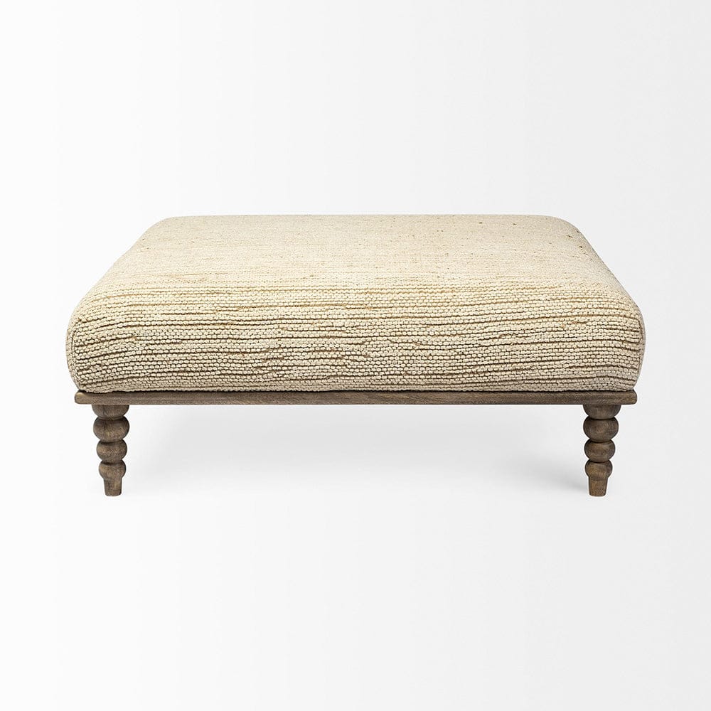Mercana - Alder I 42L x 42W Upholstered Cream Seat With Brown Wooden Base Accent Bench - 68743_CLOSEOUT view 2