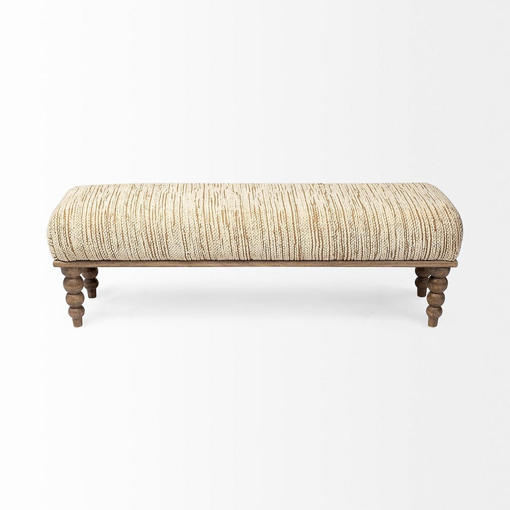 Mercana - Alder II 55L x 16W Cream Upholstered Seat Wooden Base Accent Bench - 68744 view 2