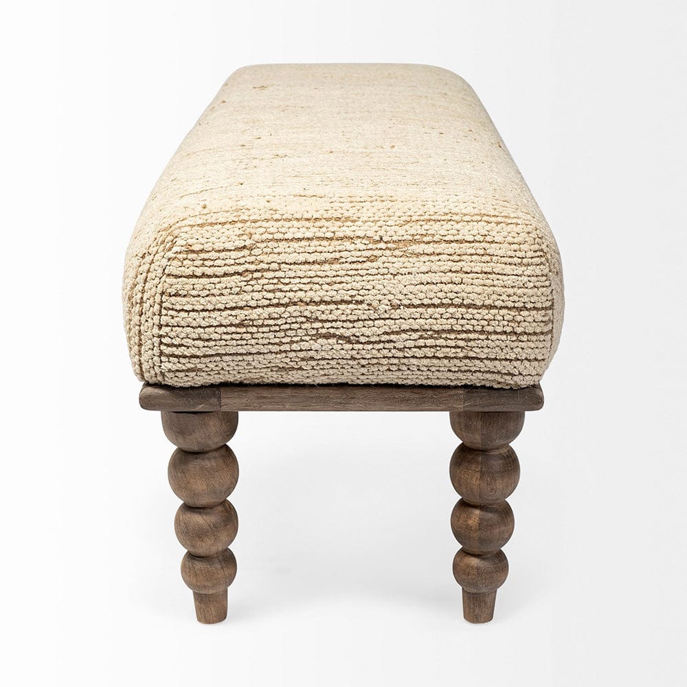 Mercana - Alder II 55L x 16W Cream Upholstered Seat Wooden Base Accent Bench - 68744 view 3