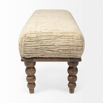 Mercana - Alder II 55L x 16W Cream Upholstered Seat Wooden Base Accent Bench - 68744 view 3
