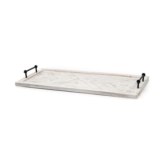 Mercana - Alfred 35L x 16W Natural Wooden Herringbone Rectangular Tray - 67036 view 1