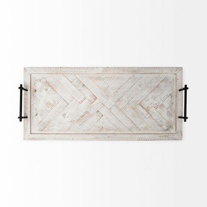 Mercana - Alfred 35L x 16W Natural Wooden Herringbone Rectangular Tray - 67036 view 3