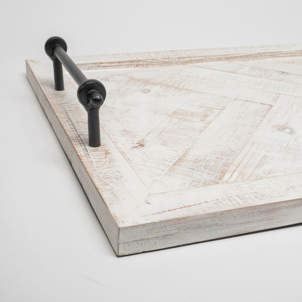Mercana - Alfred 35L x 16W Natural Wooden Herringbone Rectangular Tray - 67036 view 4
