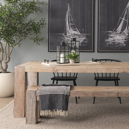 Mercana - Alfred 35L x 16W Natural Wooden Herringbone Rectangular Tray - 67036 view 7