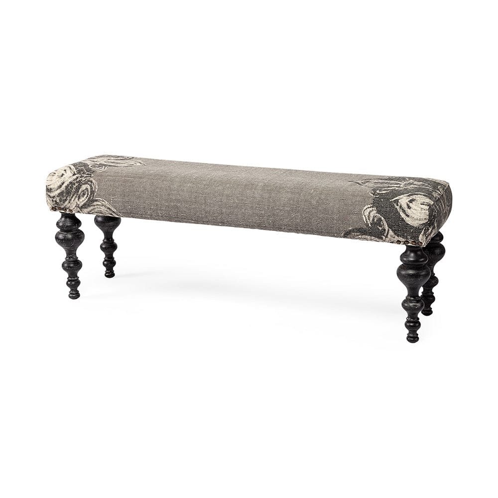 Mercana - Alhambra 55L x 14W Upholstered Gray Seat W/Black Wood Legs Accent Bench - 67494 view 1