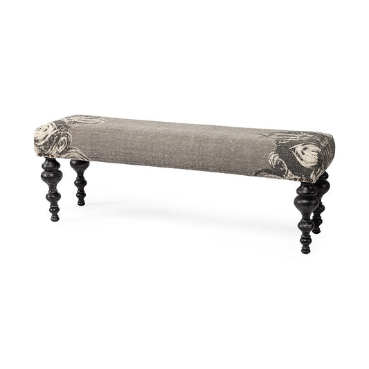 Mercana - Alhambra 55L x 14W Upholstered Gray Seat W/Black Wood Legs Accent Bench - 67494 view 1