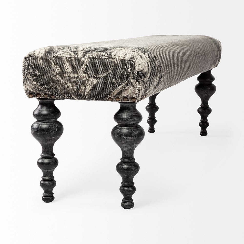 Mercana - Alhambra 55L x 14W Upholstered Gray Seat W/Black Wood Legs Accent Bench - 67494 view 3