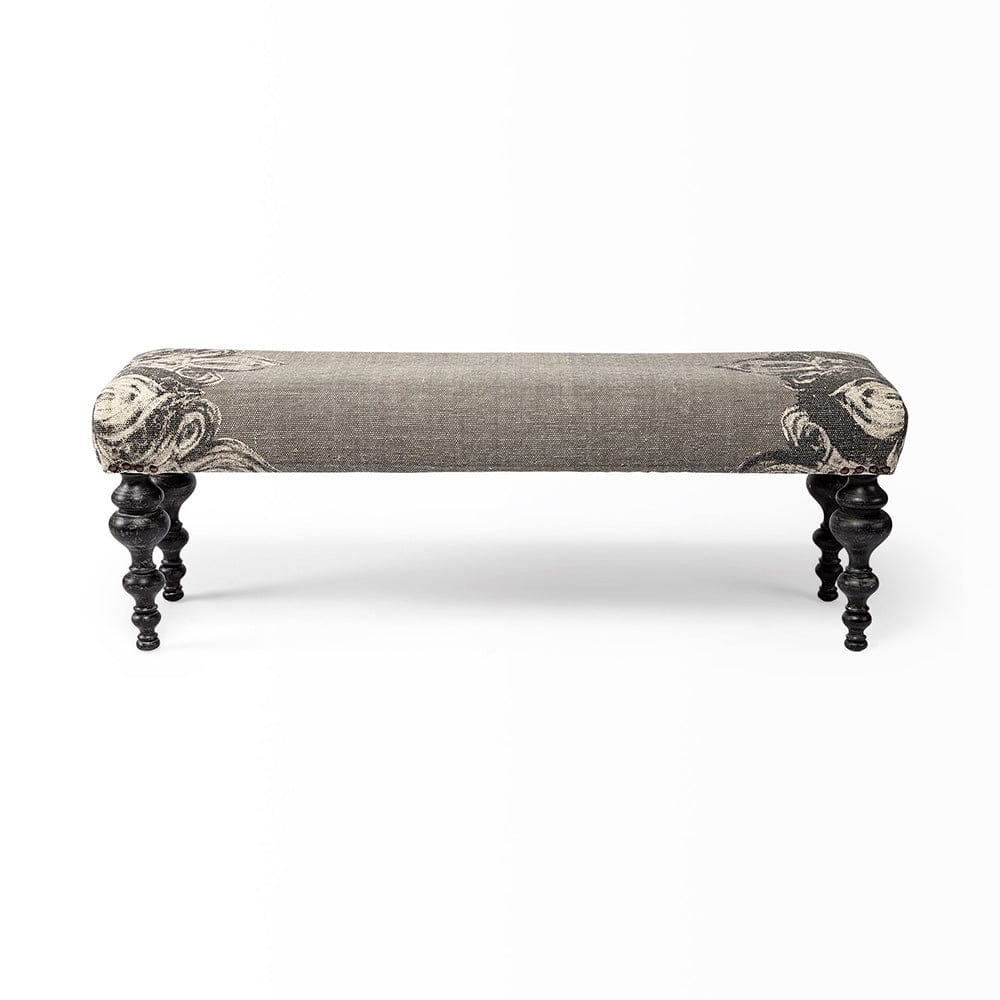 Mercana - Alhambra 55L x 14W Upholstered Gray Seat W/Black Wood Legs Accent Bench - 67494 view 5