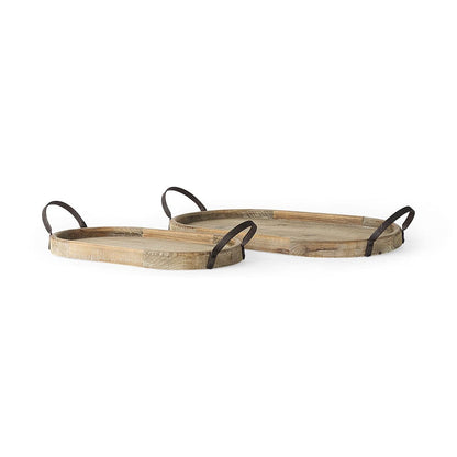 Mercana - Alina 27.8L x 13.6W x 3.9H Set of Two Light Brown Wood Trays - 69662 view 1