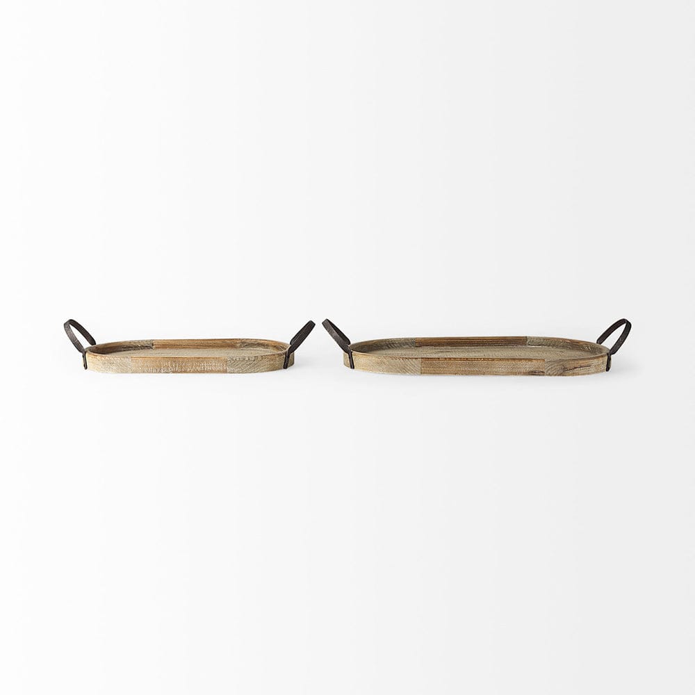 Mercana - Alina 27.8L x 13.6W x 3.9H Set of Two Light Brown Wood Trays - 69662 view 2