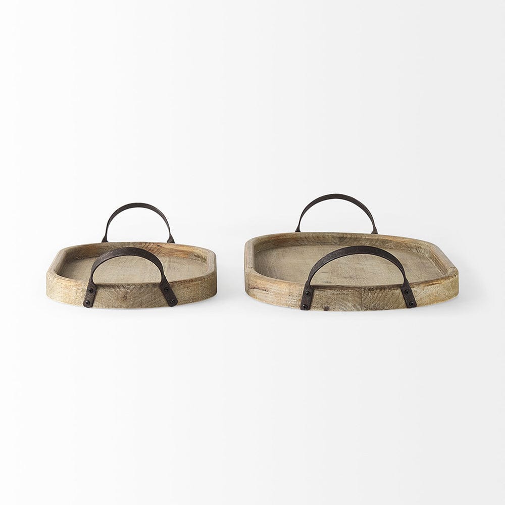 Mercana - Alina 27.8L x 13.6W x 3.9H Set of Two Light Brown Wood Trays - 69662 view 3