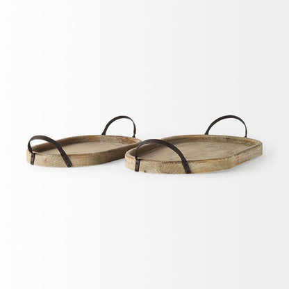 Mercana - Alina 27.8L x 13.6W x 3.9H Set of Two Light Brown Wood Trays - 69662 view 4
