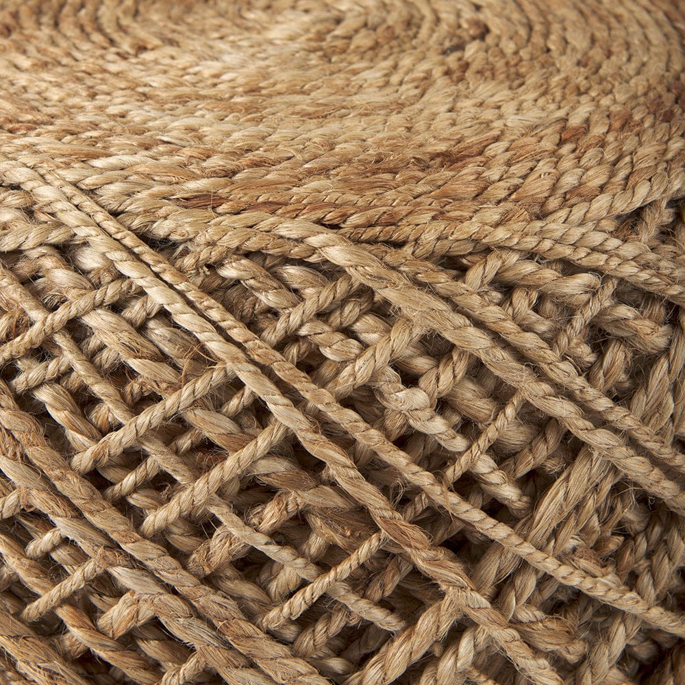 Mercana - Allium Brown Handwoven Wool Cylindrical Pouf - 69446 view 3