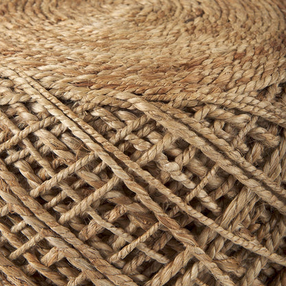 Mercana - Allium Brown Handwoven Wool Cylindrical Pouf - 69446 view 3