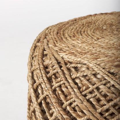 Mercana - Allium Brown Handwoven Wool Cylindrical Pouf - 69446 view 7