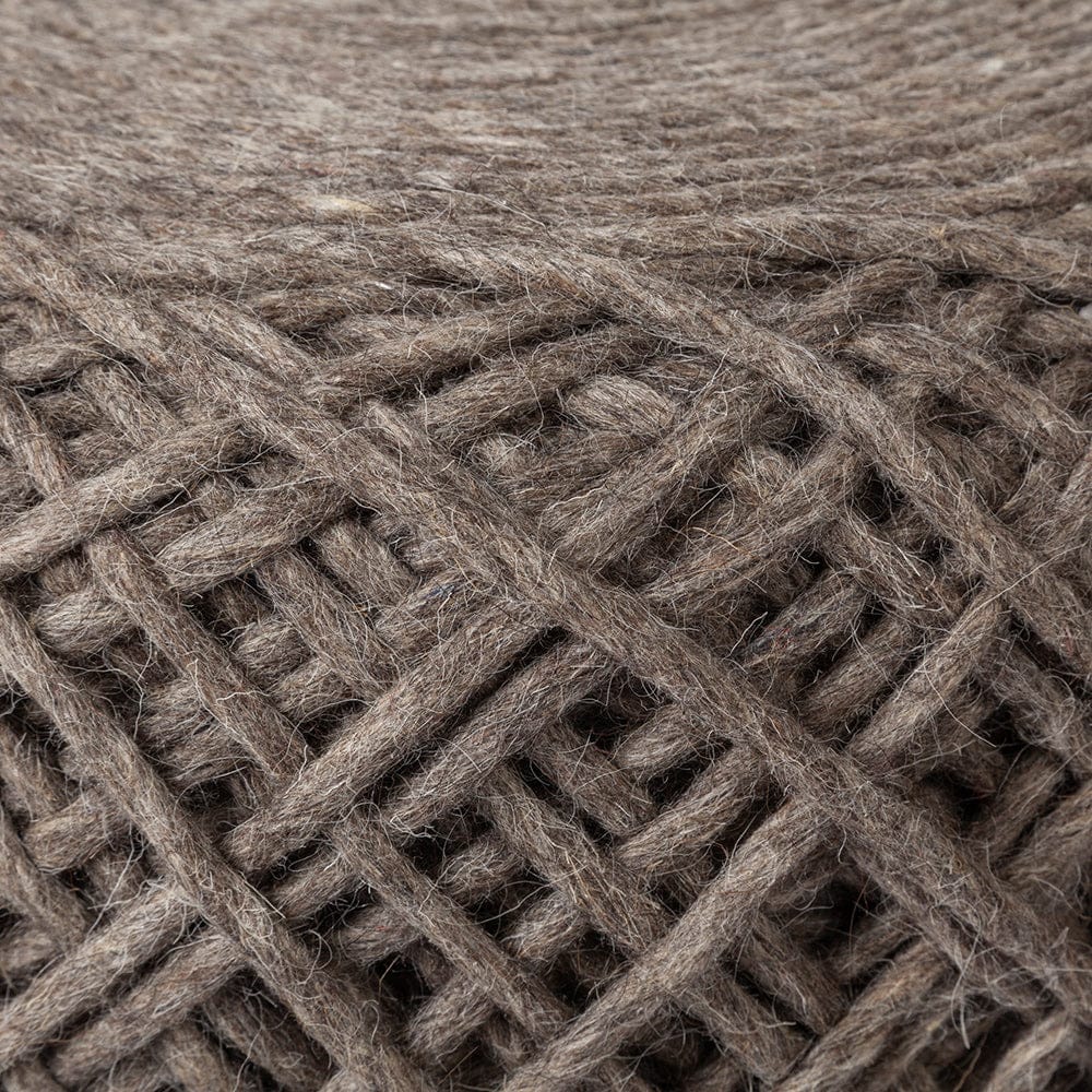 Mercana - Allium Dark Brown Handwoven Wool Cylindrical Pouf - 68730 view 4