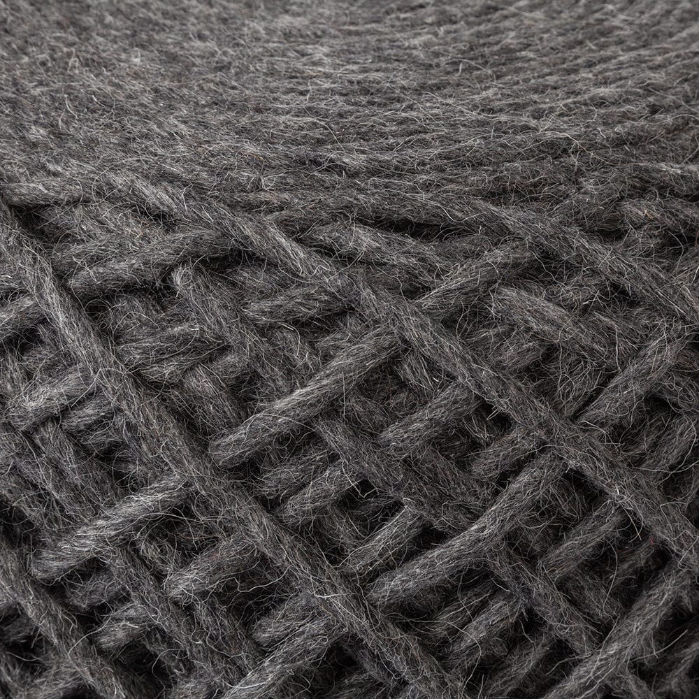 Mercana - Allium Dark Gray Handwoven Wool Cylindrical Pouf - 68731 view 6