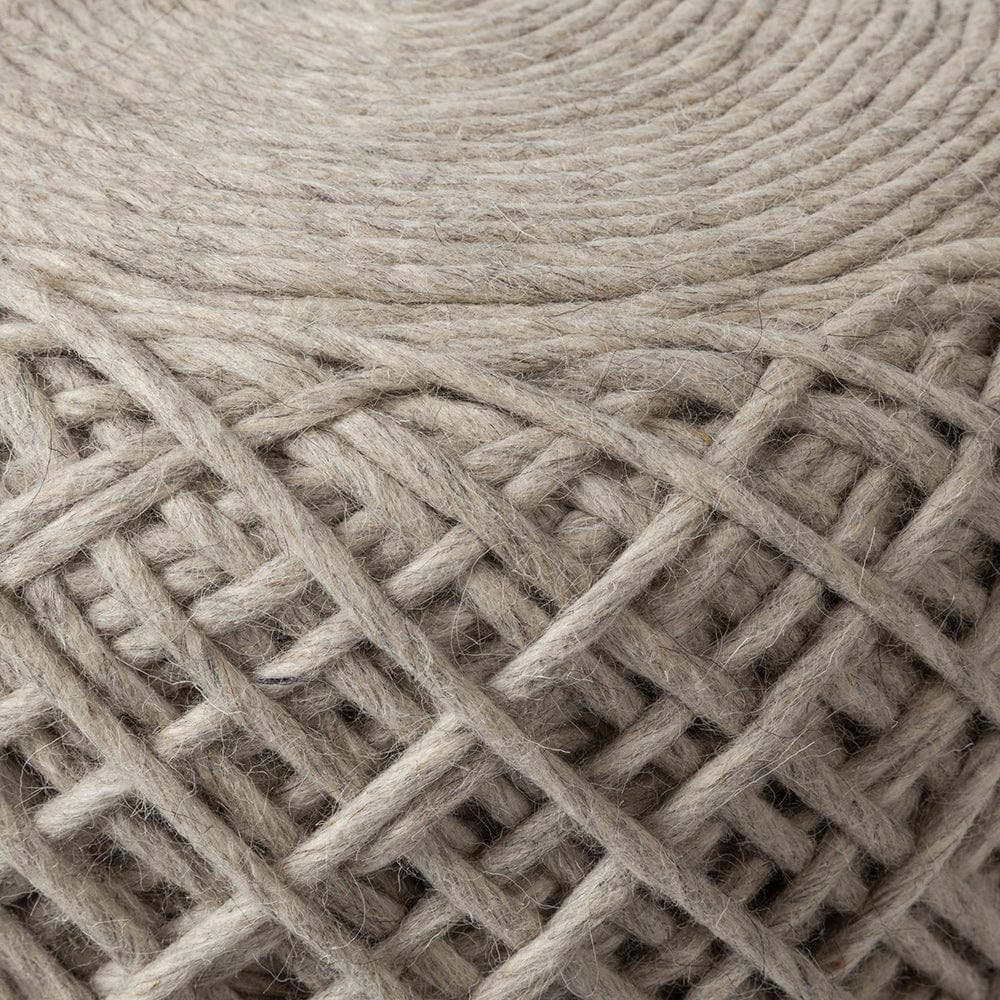 Mercana - Allium Oatmeal Handwoven Wool Cylindrical Pouf - 68729 view 6