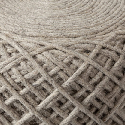 Mercana - Allium Oatmeal Handwoven Wool Cylindrical Pouf - 68729 view 6