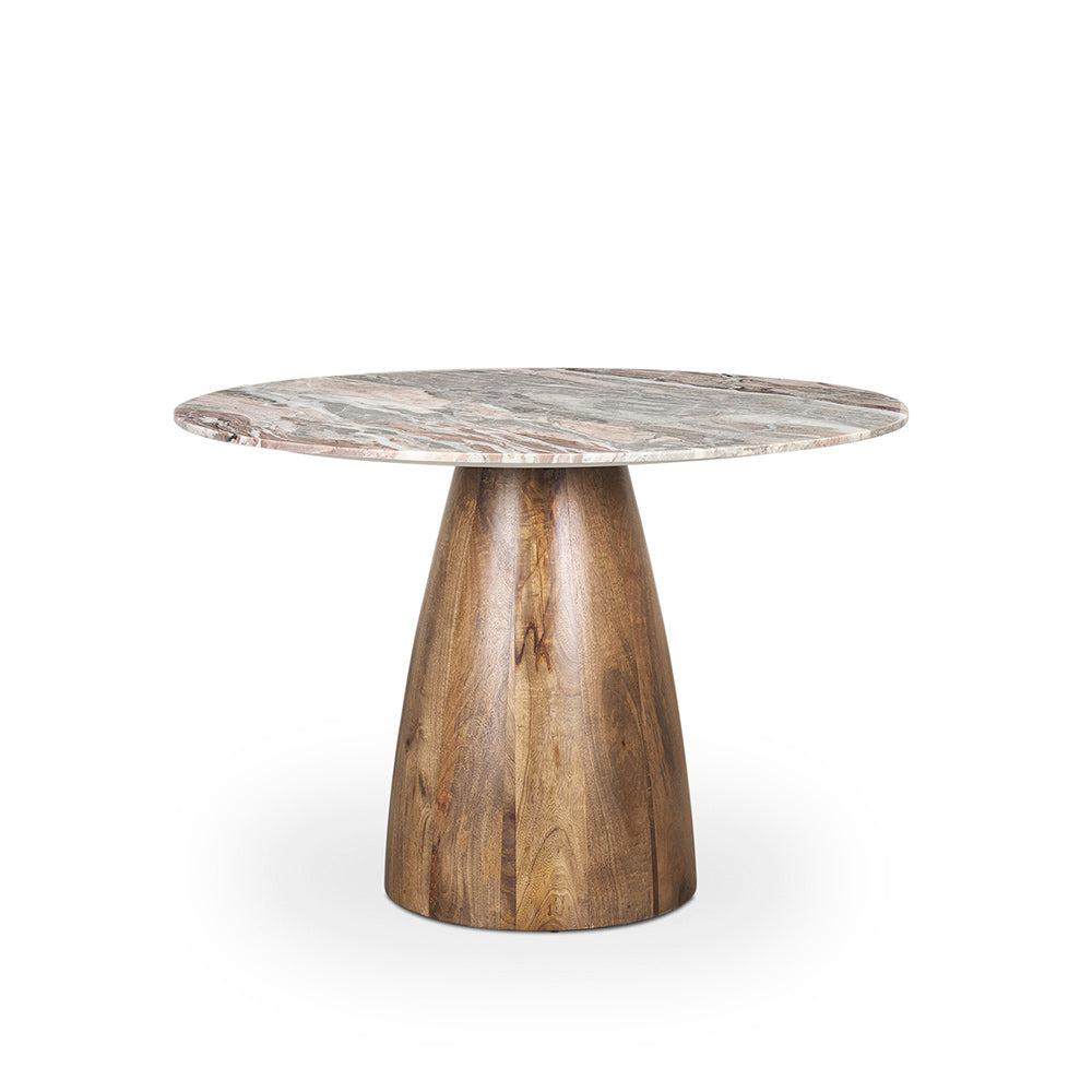 Mercana - Allyson 42" Round Brown Wood Pedestal w/ Pink Marble Top Dining Table - 70564-AB view 1
