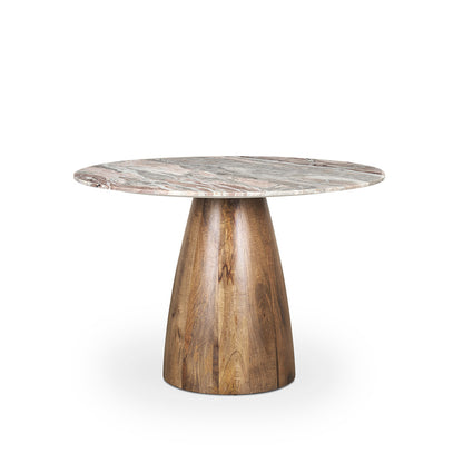 Mercana - Allyson 42" Round Brown Wood Pedestal w/ Pink Marble Top Dining Table - 70564-AB view 1