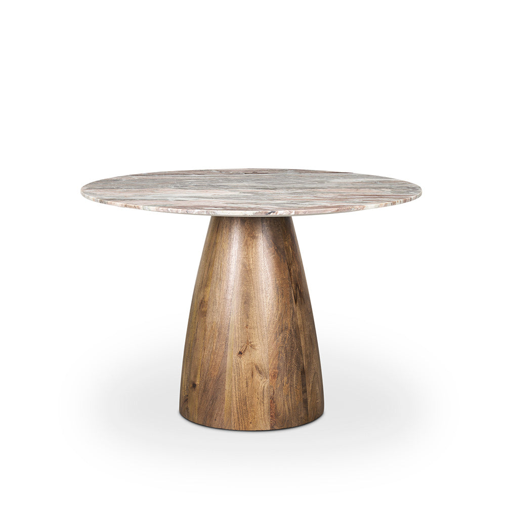 Mercana - Allyson 42" Round Brown Wood Pedestal w/ Pink Marble Top Dining Table - 70564-AB view 2