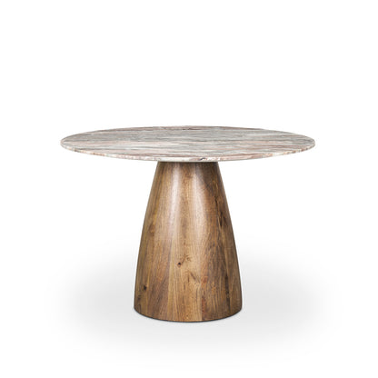 Mercana - Allyson 42" Round Brown Wood Pedestal w/ Pink Marble Top Dining Table - 70564-AB view 2