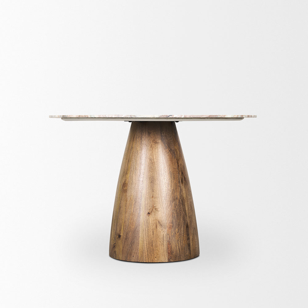 Mercana - Allyson 42" Round Brown Wood Pedestal w/ Pink Marble Top Dining Table - 70564-AB view 3