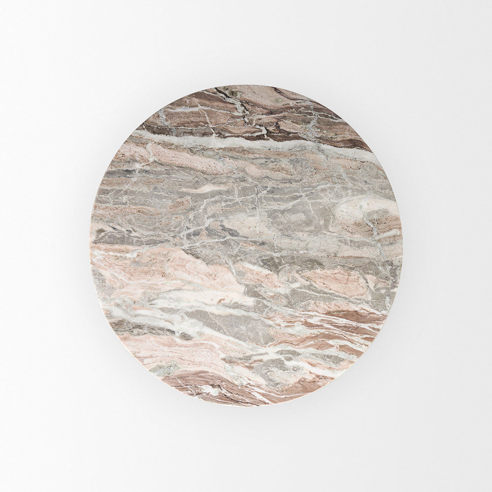 Mercana - Allyson 42" Round Brown Wood Pedestal w/ Pink Marble Top Dining Table - 70564-AB view 4