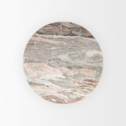 Mercana - Allyson 42" Round Brown Wood Pedestal w/ Pink Marble Top Dining Table - 70564-AB view 4