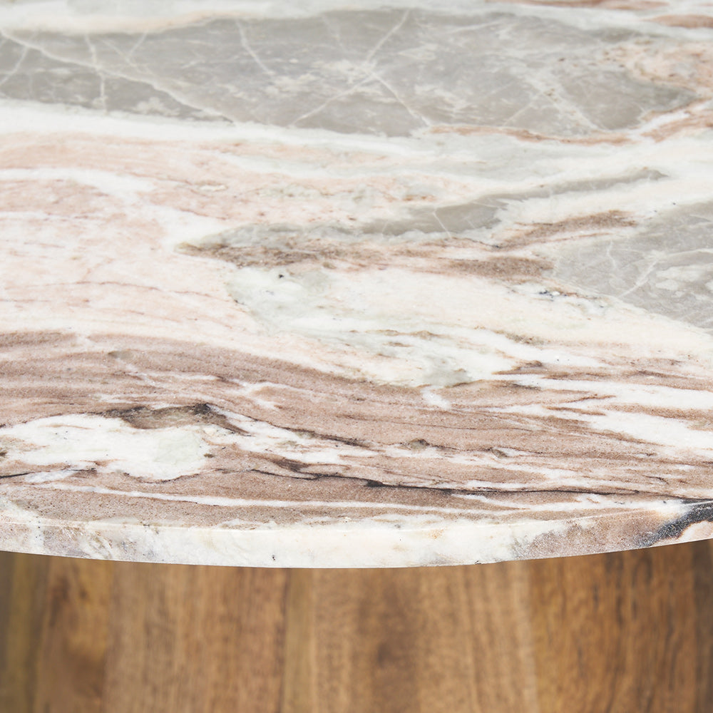 Mercana - Allyson 42" Round Brown Wood Pedestal w/ Pink Marble Top Dining Table - 70564-AB view 5