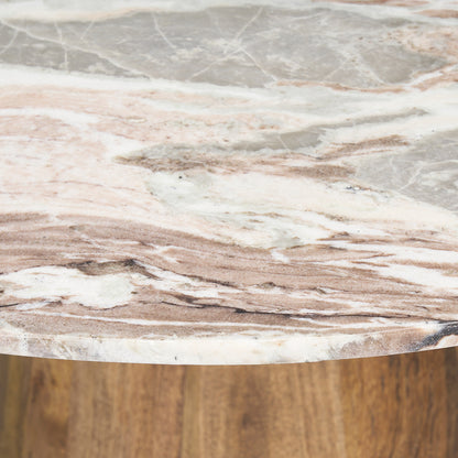Mercana - Allyson 42" Round Brown Wood Pedestal w/ Pink Marble Top Dining Table - 70564-AB view 5