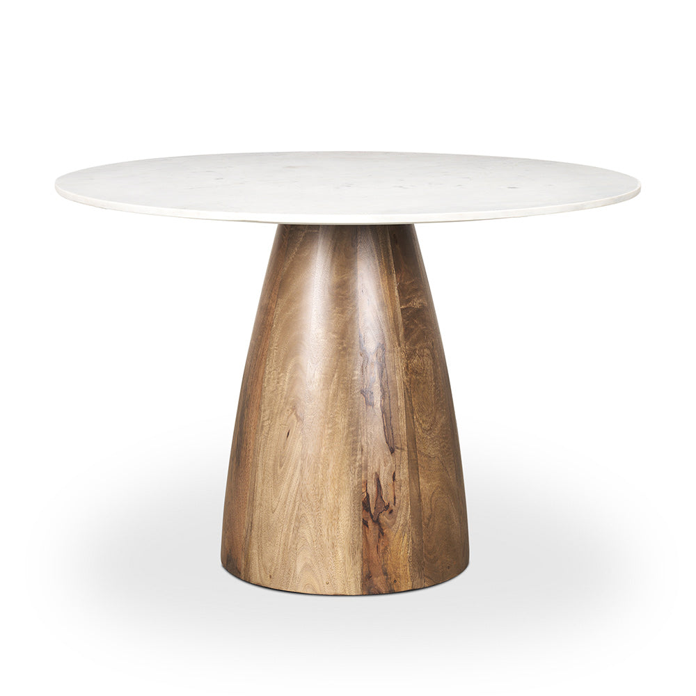 Mercana - Allyson 42" Round Brown Wood Pedestal w/ White Marble Top Dining Table - 70563-AB view 1