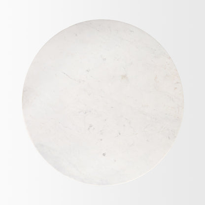 Mercana - Allyson 42" Round Brown Wood Pedestal w/ White Marble Top Dining Table - 70563-AB view 4