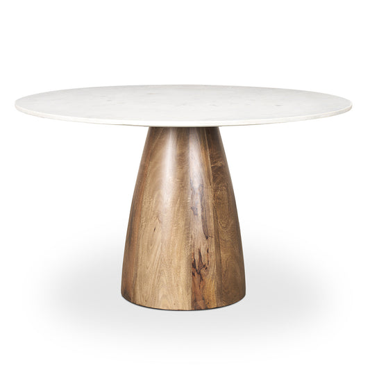 Mercana - Allyson 48" Round Brown Wood Pedestal w/ White Marble Top Dining Table - 70565-AB view 1