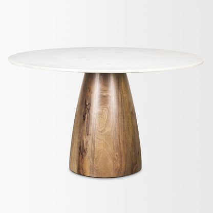 Mercana - Allyson 48" Round Brown Wood Pedestal w/ White Marble Top Dining Table - 70565-AB view 2