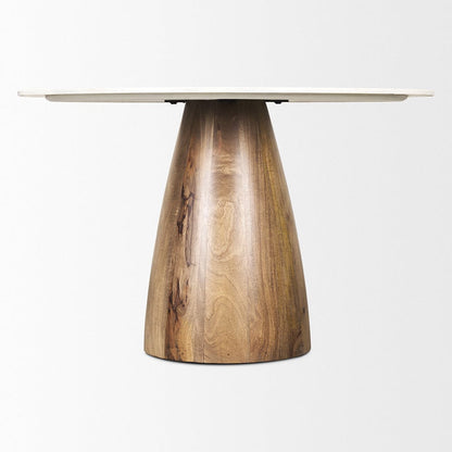 Mercana - Allyson 48" Round Brown Wood Pedestal w/ White Marble Top Dining Table - 70565-AB view 3