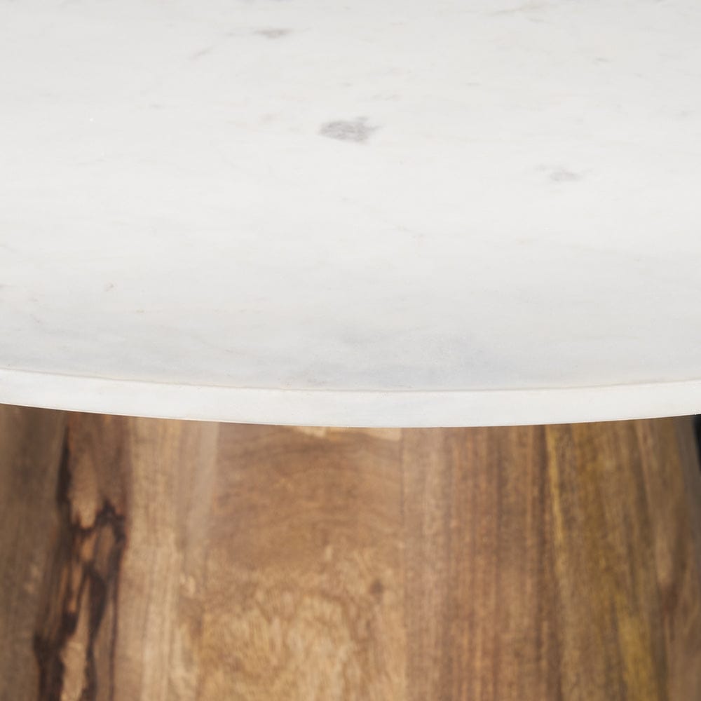 Mercana - Allyson 48" Round Brown Wood Pedestal w/ White Marble Top Dining Table - 70565-AB view 6