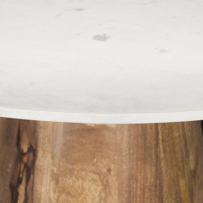 Mercana - Allyson 48" Round Brown Wood Pedestal w/ White Marble Top Dining Table - 70565-AB view 6