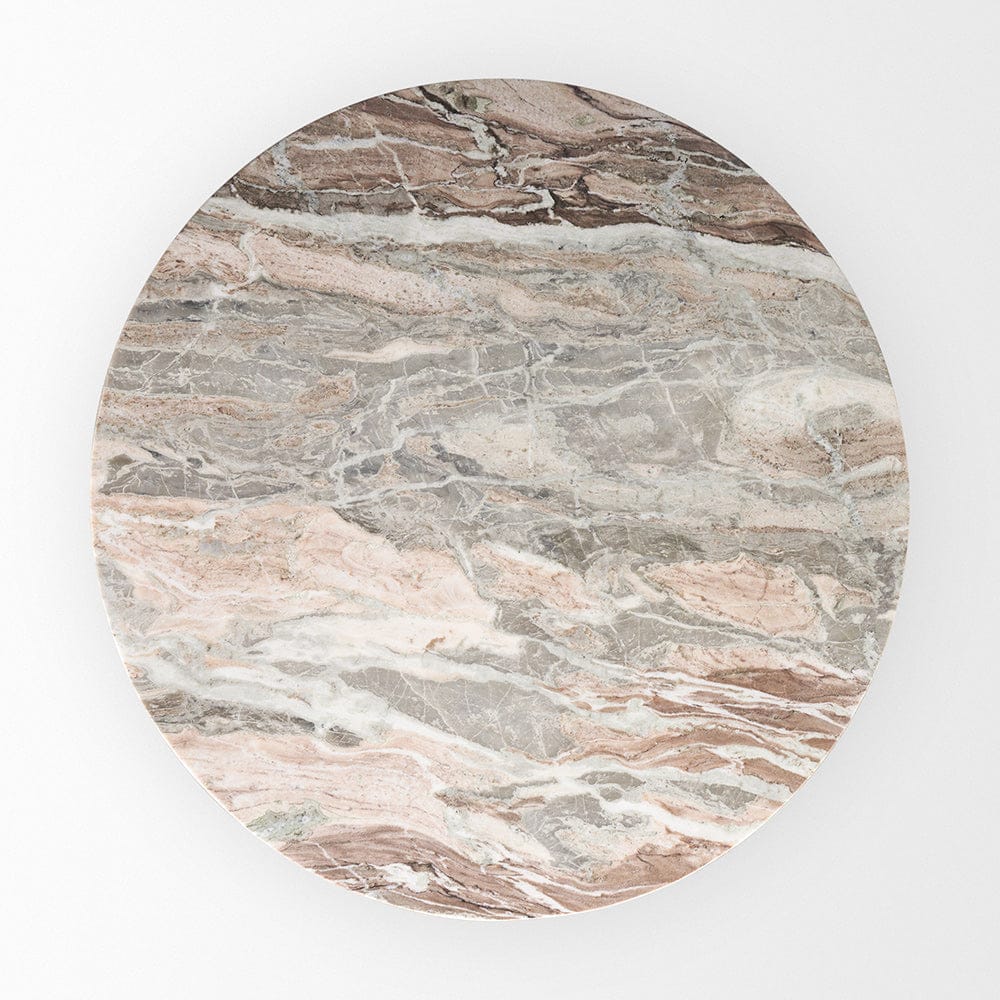 Mercana - Allyson 54" Round Brown Pedestal w/ Pink Marble Top Dining Table - 71103-AB view 2