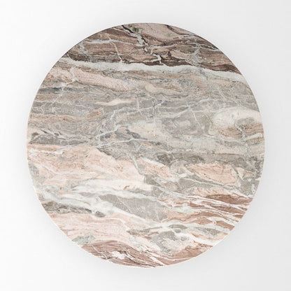 Mercana - Allyson 54" Round Brown Pedestal w/ Pink Marble Top Dining Table - 71103-AB view 2