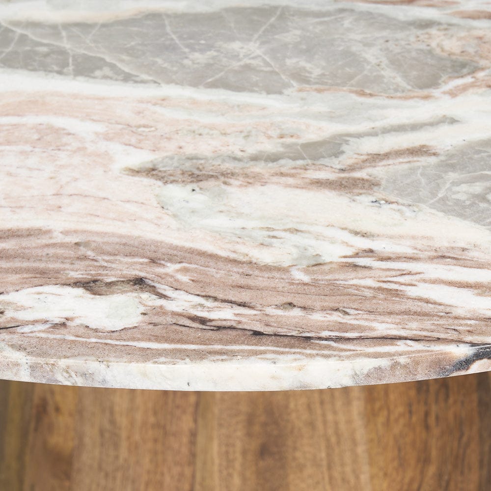 Mercana - Allyson 54" Round Brown Pedestal w/ Pink Marble Top Dining Table - 71103-AB view 3