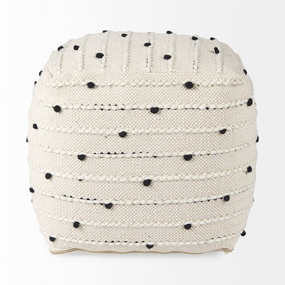 Mercana - Amaira 16.0L x 16.0W x 16.0H Cream/Black/White patterned Wool and Cotton Pouf - 69506 view 4