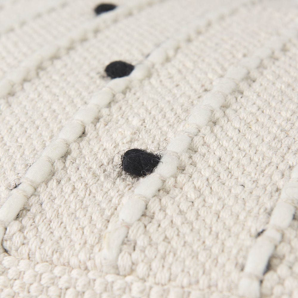 Mercana - Amaira 16.0L x 16.0W x 16.0H Cream/Black/White patterned Wool and Cotton Pouf - 69506 view 5