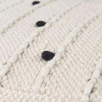 Mercana - Amaira 16.0L x 16.0W x 16.0H Cream/Black/White patterned Wool and Cotton Pouf - 69506 view 5