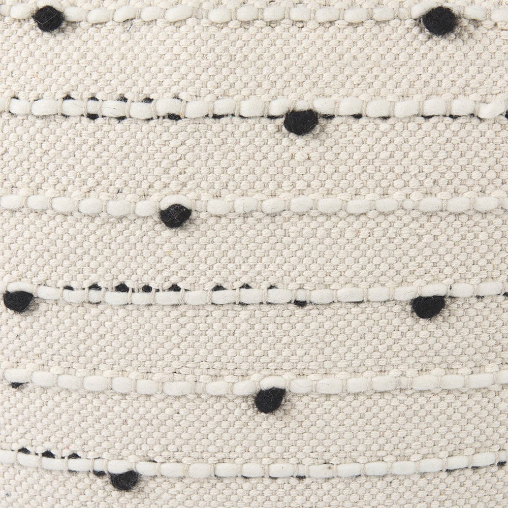 Mercana - Amaira 16.0L x 16.0W x 16.0H Cream/Black/White patterned Wool and Cotton Pouf - 69506 view 6