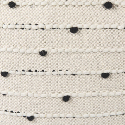 Mercana - Amaira 16.0L x 16.0W x 16.0H Cream/Black/White patterned Wool and Cotton Pouf - 69506 view 6